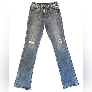 EXPRESS SKYSCRAPER Mid rise stretch Distressed Blue Jeans SZ 6 8 10 Medium M